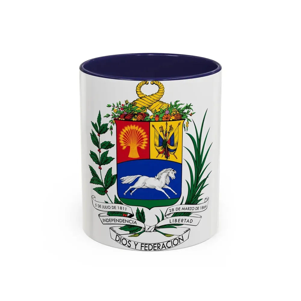 Coat of arms of Venezuela (1871) - Accent Coffee Mug 11oz Navy - Go Mug Yourself