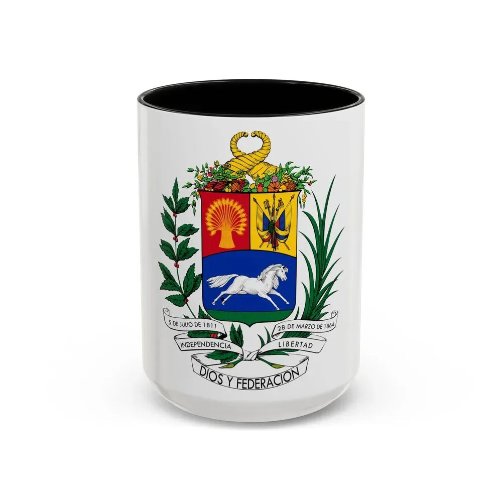 Coat of arms of Venezuela (1871) - Accent Coffee Mug 15oz Black - Go Mug Yourself