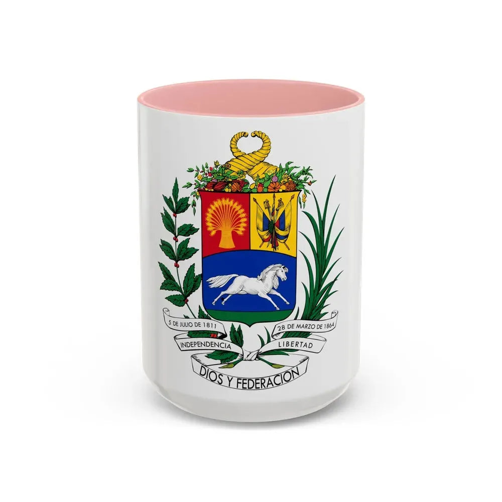 Coat of arms of Venezuela (1871) - Accent Coffee Mug 15oz Pink - Go Mug Yourself