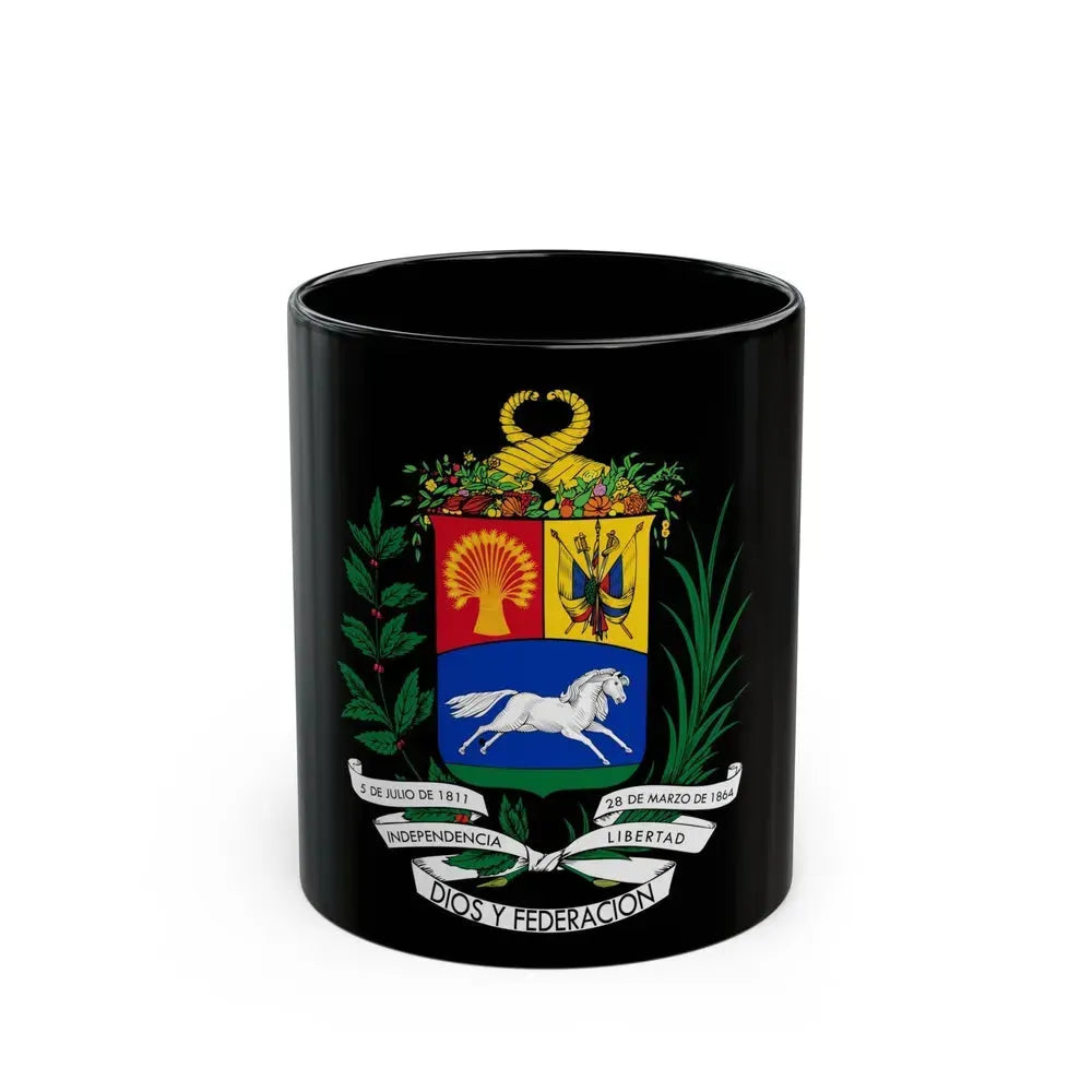 Coat of arms of Venezuela (1871) - Black Coffee Mug 11oz - Go Mug Yourself