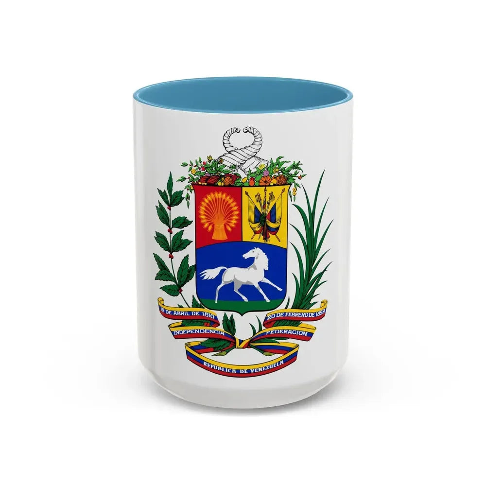 Coat of arms of Venezuela (1954-2006) - Accent Coffee Mug 15oz Light Blue - Go Mug Yourself