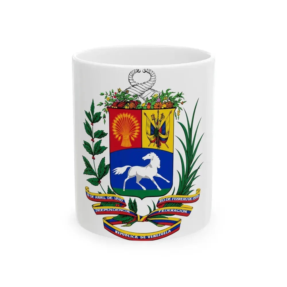 Coat of arms of Venezuela (1954-2006) - White Coffee Mug 11oz - Go Mug Yourself