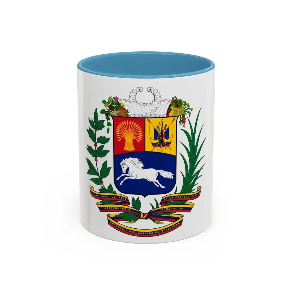 Coat of arms of Venezuela - Accent Coffee Mug 11oz Light Blue - Go Mug Yourself
