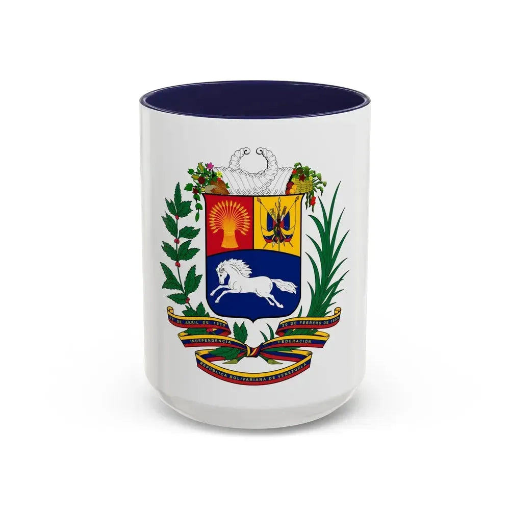 Coat of arms of Venezuela - Accent Coffee Mug 15oz Navy - Go Mug Yourself