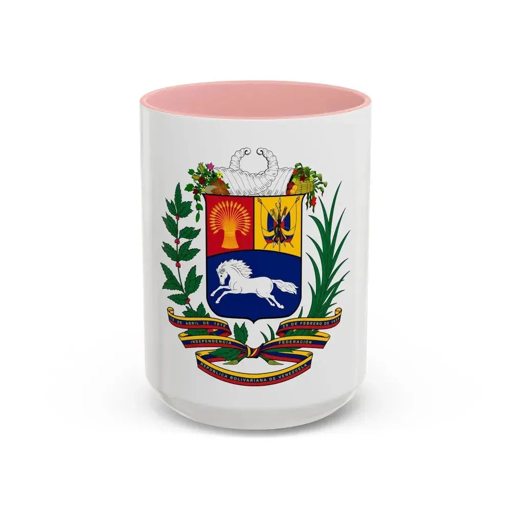 Coat of arms of Venezuela - Accent Coffee Mug 15oz Pink - Go Mug Yourself