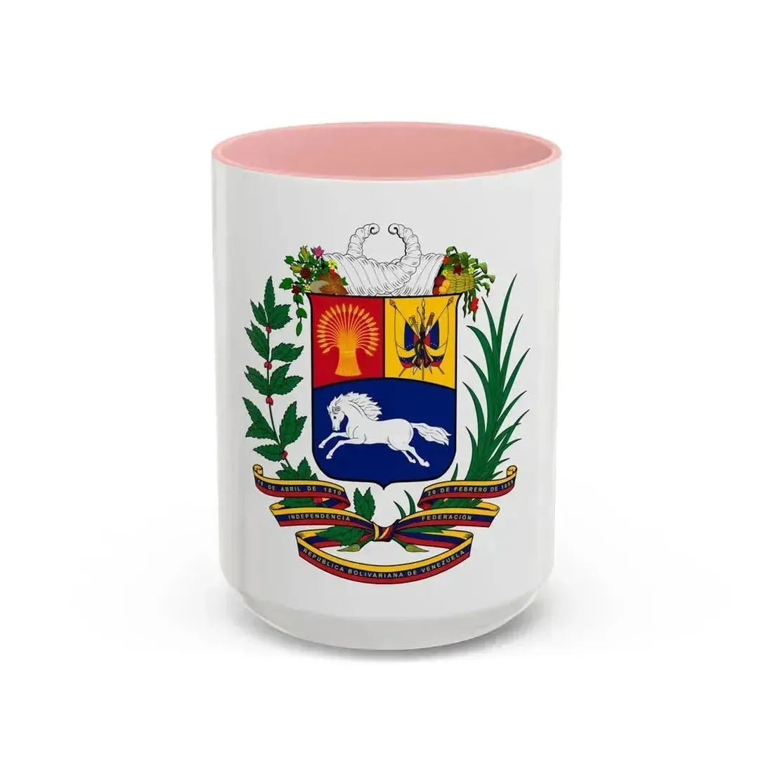 Coat of arms of Venezuela - Accent Coffee Mug 15oz Pink - Go Mug Yourself