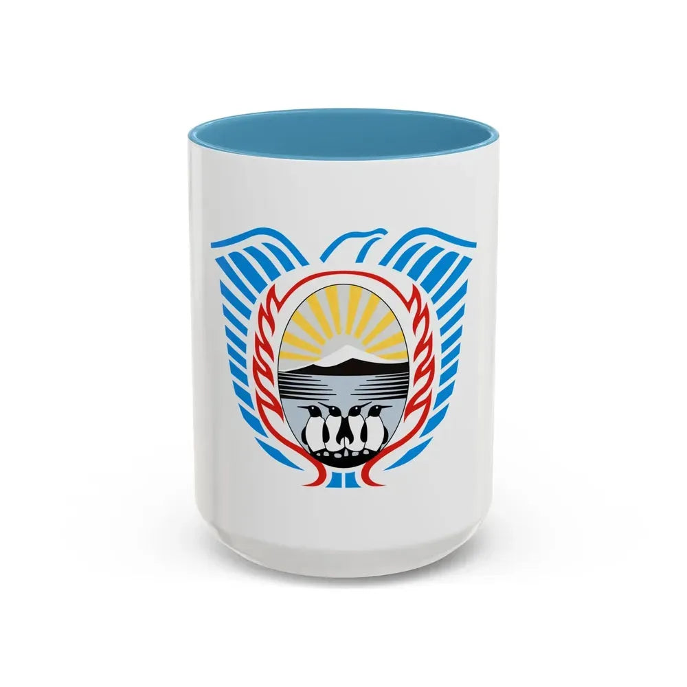 Coat of Arms Tierra del Fuego Argentina - Accent Coffee Mug 15oz Light Blue - Go Mug Yourself