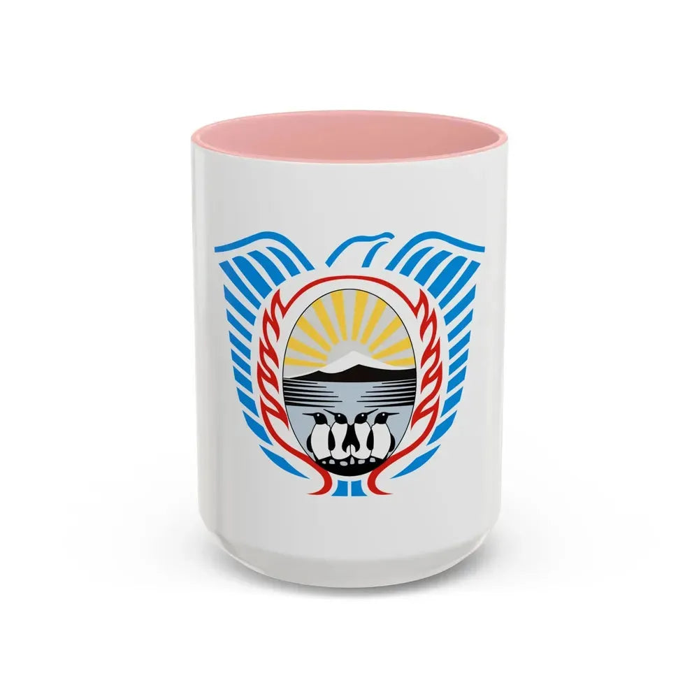 Coat of Arms Tierra del Fuego Argentina - Accent Coffee Mug 15oz Pink - Go Mug Yourself