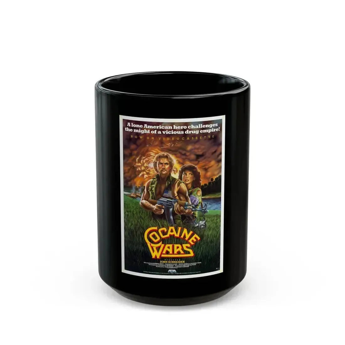 COCAINE WARS 1985 Movie Poster - Black Coffee Mug 15oz - Go Mug Yourself