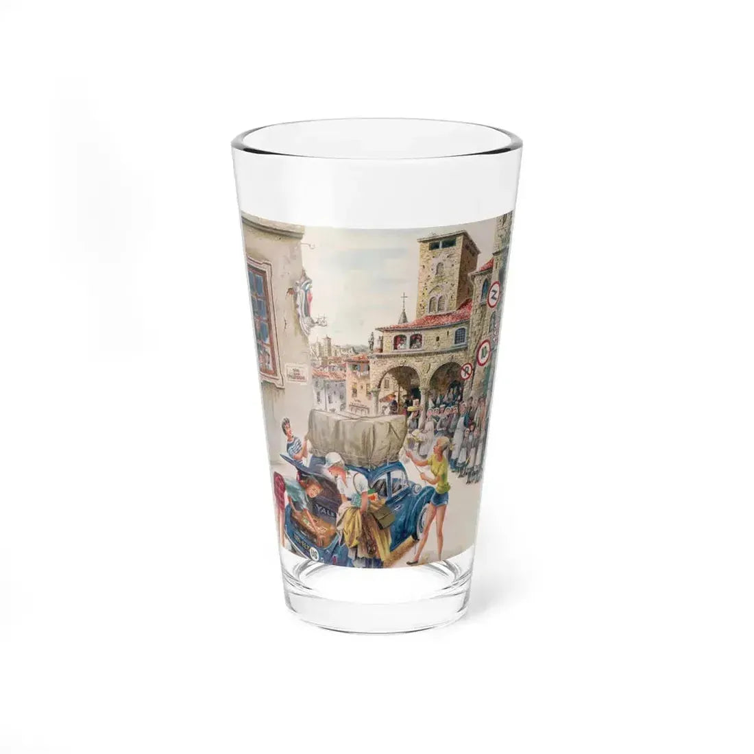Coed Tourists in Italy, Saturday Evening Post, August 2, 1958 - Pint Glass 16oz 16oz - Go Mug Yourself
