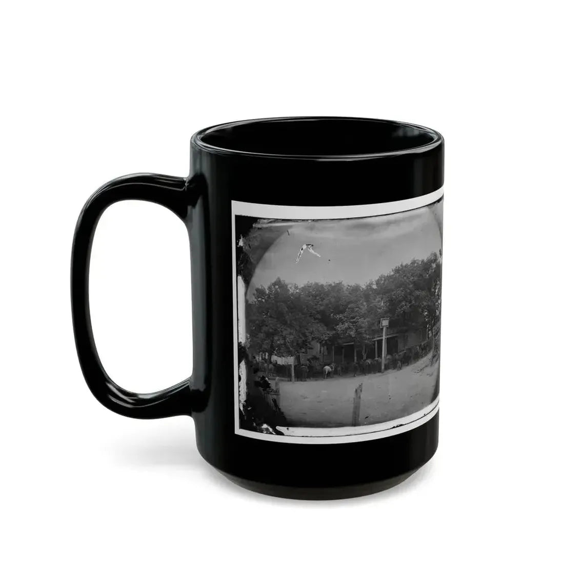 Cold Harbor, Va, Vicinity. Cavalry Horses Outside The Old Church Hotel (U.S. Civil War) Black Coffee Mug - Go Mug Yourself
