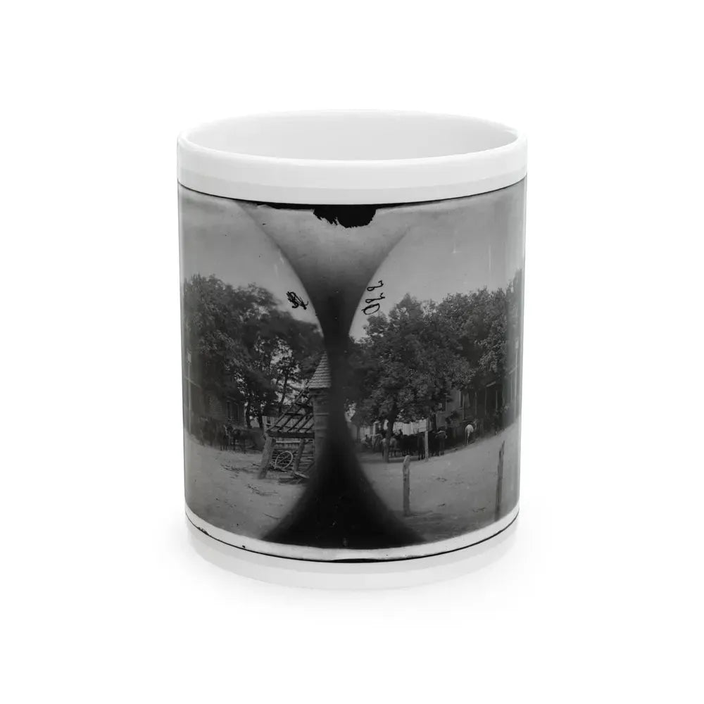 Cold Harbor, Va, Vicinity. Cavalry Horses Outside The Old Church Hotel (U.S. Civil War) White Coffee Mug 11oz - Go Mug Yourself