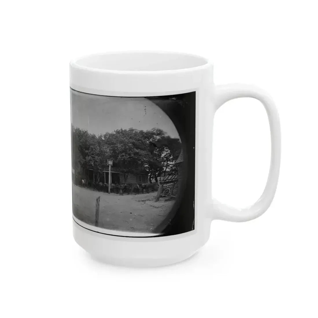 Cold Harbor, Va, Vicinity. Cavalry Horses Outside The Old Church Hotel (U.S. Civil War) White Coffee Mug - Go Mug Yourself