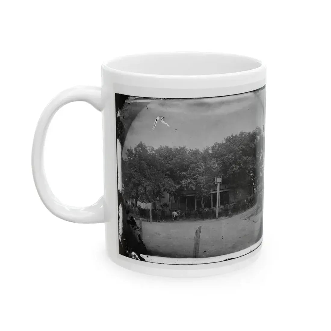 Cold Harbor, Va, Vicinity. Cavalry Horses Outside The Old Church Hotel (U.S. Civil War) White Coffee Mug - Go Mug Yourself