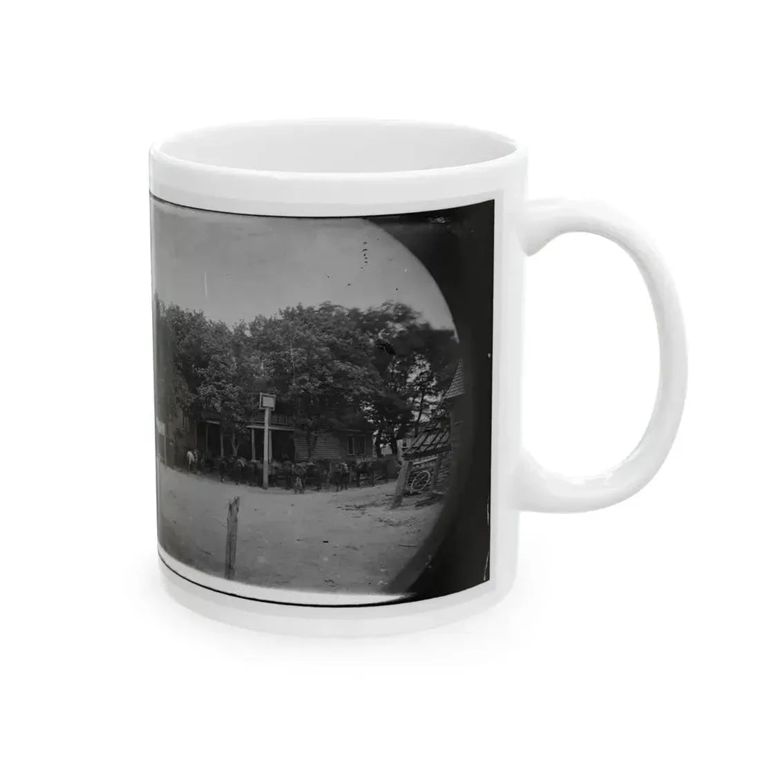 Cold Harbor, Va, Vicinity. Cavalry Horses Outside The Old Church Hotel (U.S. Civil War) White Coffee Mug - Go Mug Yourself