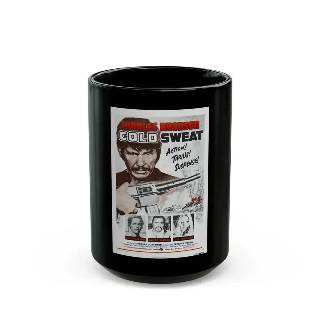 COLD SWEAT 1970 Movie Poster - Black Coffee Mug 15oz - Go Mug Yourself
