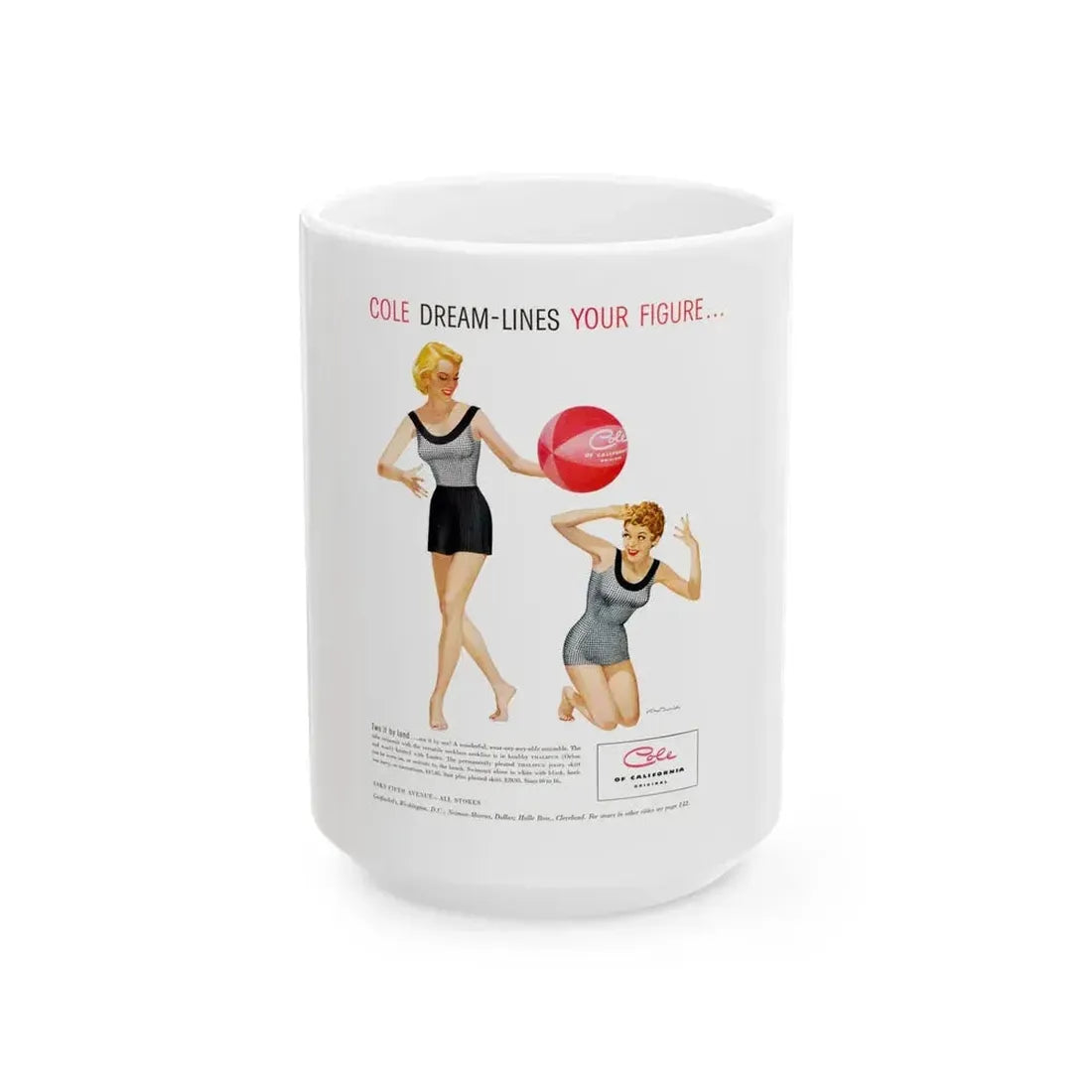 Cole of California ad, 1953 (1) - White Coffee Mug 15oz - Go Mug Yourself