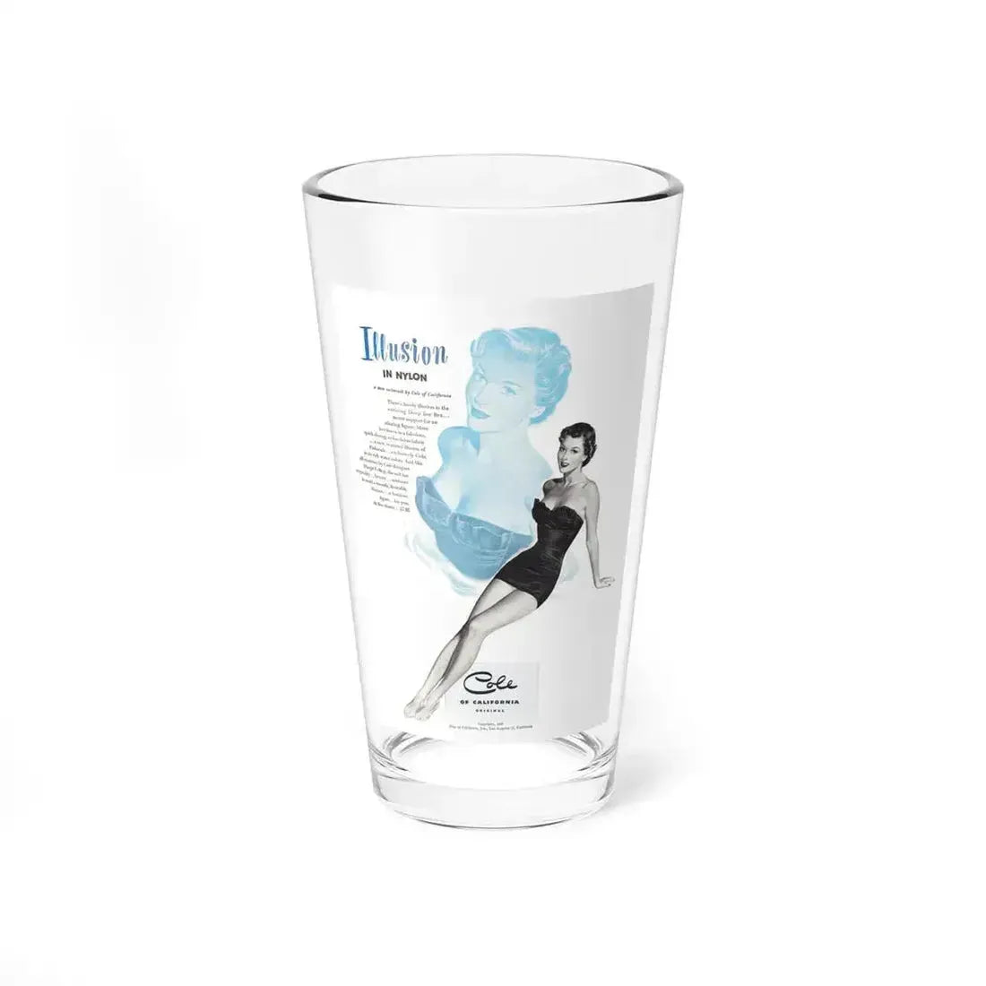 Cole of California ad, Harpers Bazaar, January 1950 - Pint Glass 16oz 16oz - Go Mug Yourself