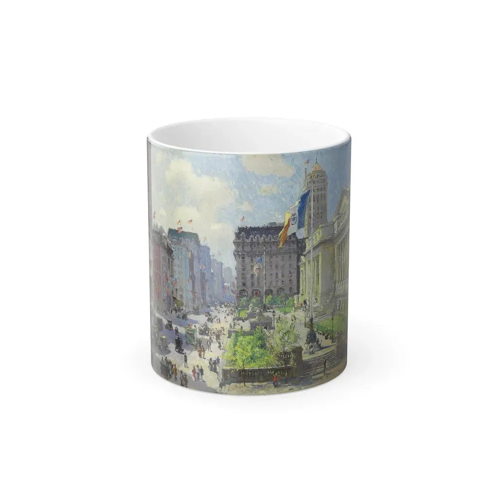 Colin Campbell Cooper (1856-1937) New York Public Library - Oil on canvas c1915 - Color Changing Mug 11oz Default Title 11oz - Go Mug Yourself