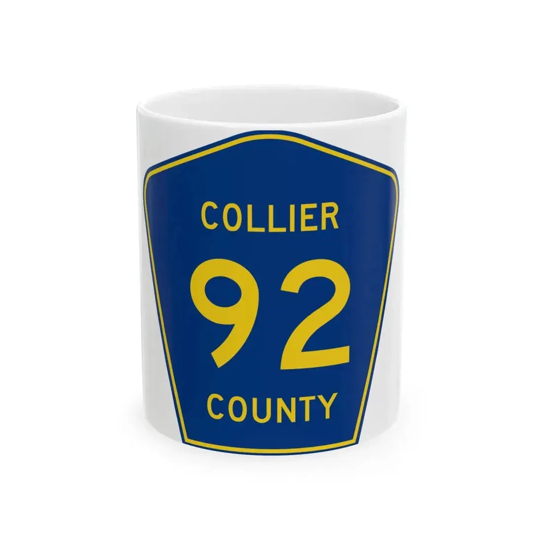Collier County 92 (Florida) (Road Sign) White Coffee Mug 11oz - Go Mug Yourself