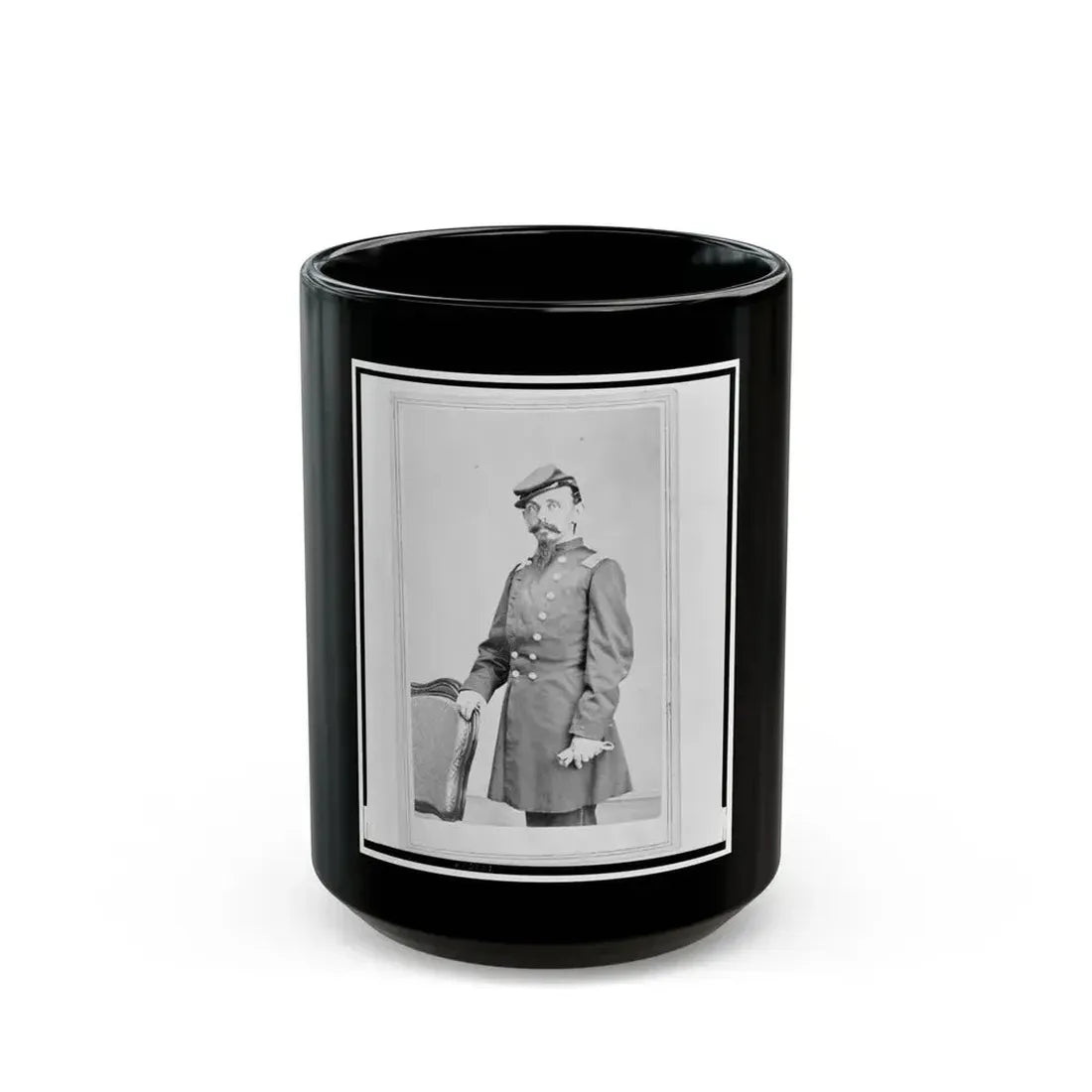 Colonel Adolph Dengler, 43rd Illinois Infantry, Union Officer, Three-Quarter-Length Portrait, Standing, Facing Front (U.S. Civil War) Black Coffee Mug 15oz - Go Mug Yourself