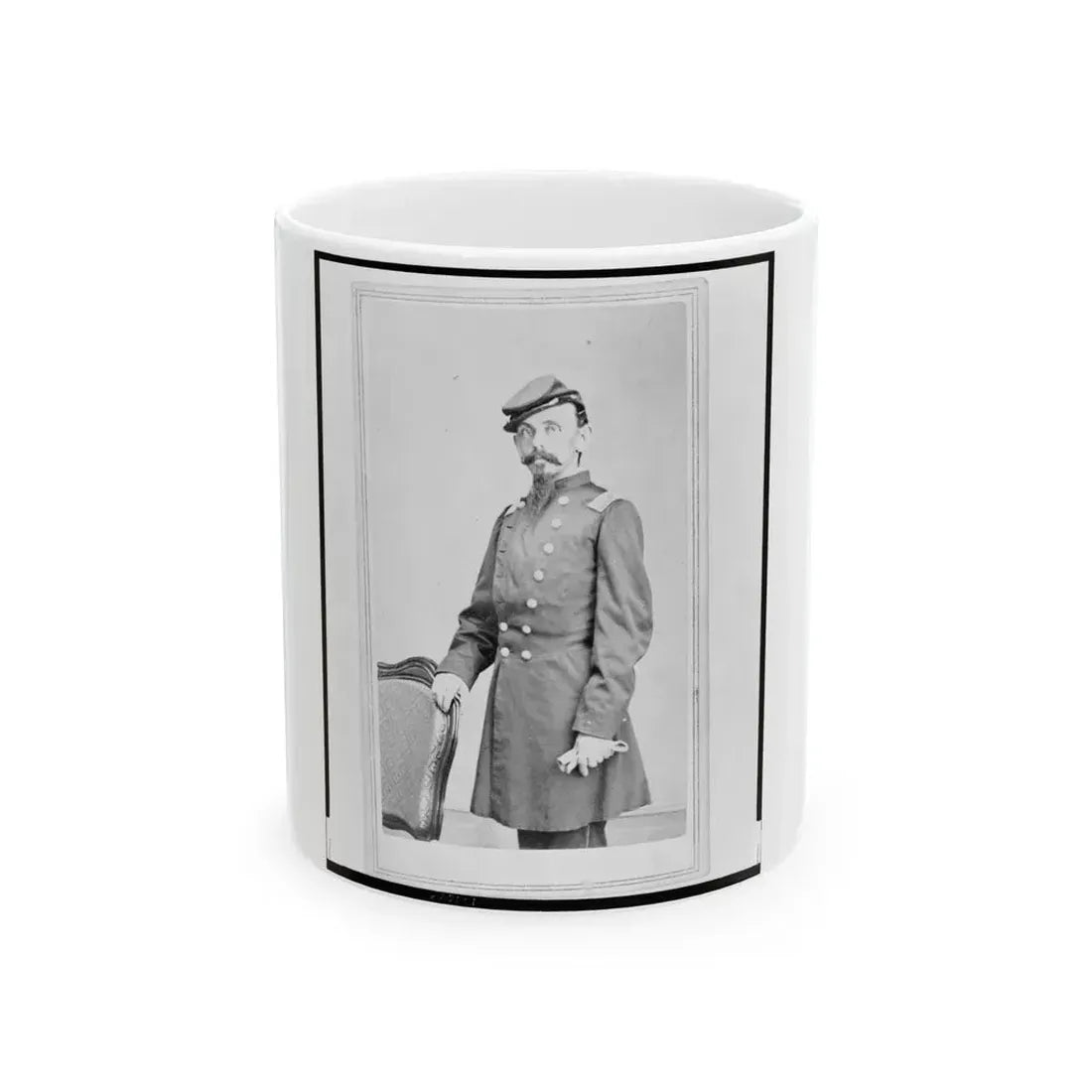 Colonel Adolph Dengler, 43rd Illinois Infantry, Union Officer, Three-Quarter-Length Portrait, Standing, Facing Front (U.S. Civil War) White Coffee Mug 11oz - Go Mug Yourself