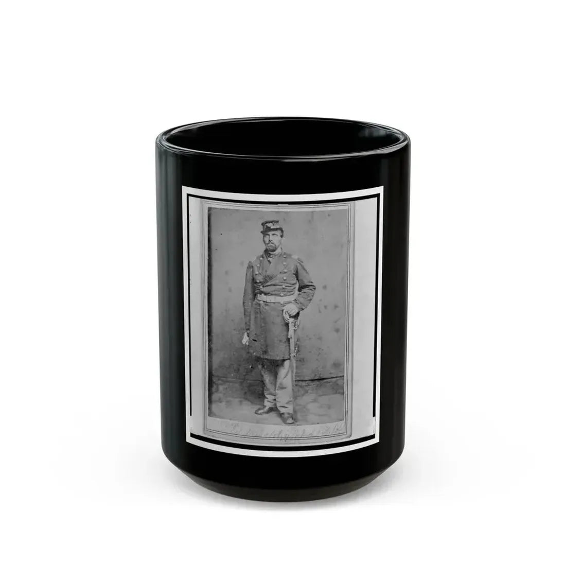 Colonel Geza Milahotzy, Union Officer In The 24th Illinois Infantry Regiment, Full-Length Portrait, Standing, Facing Front (U.S. Civil War) Black Coffee Mug 15oz - Go Mug Yourself
