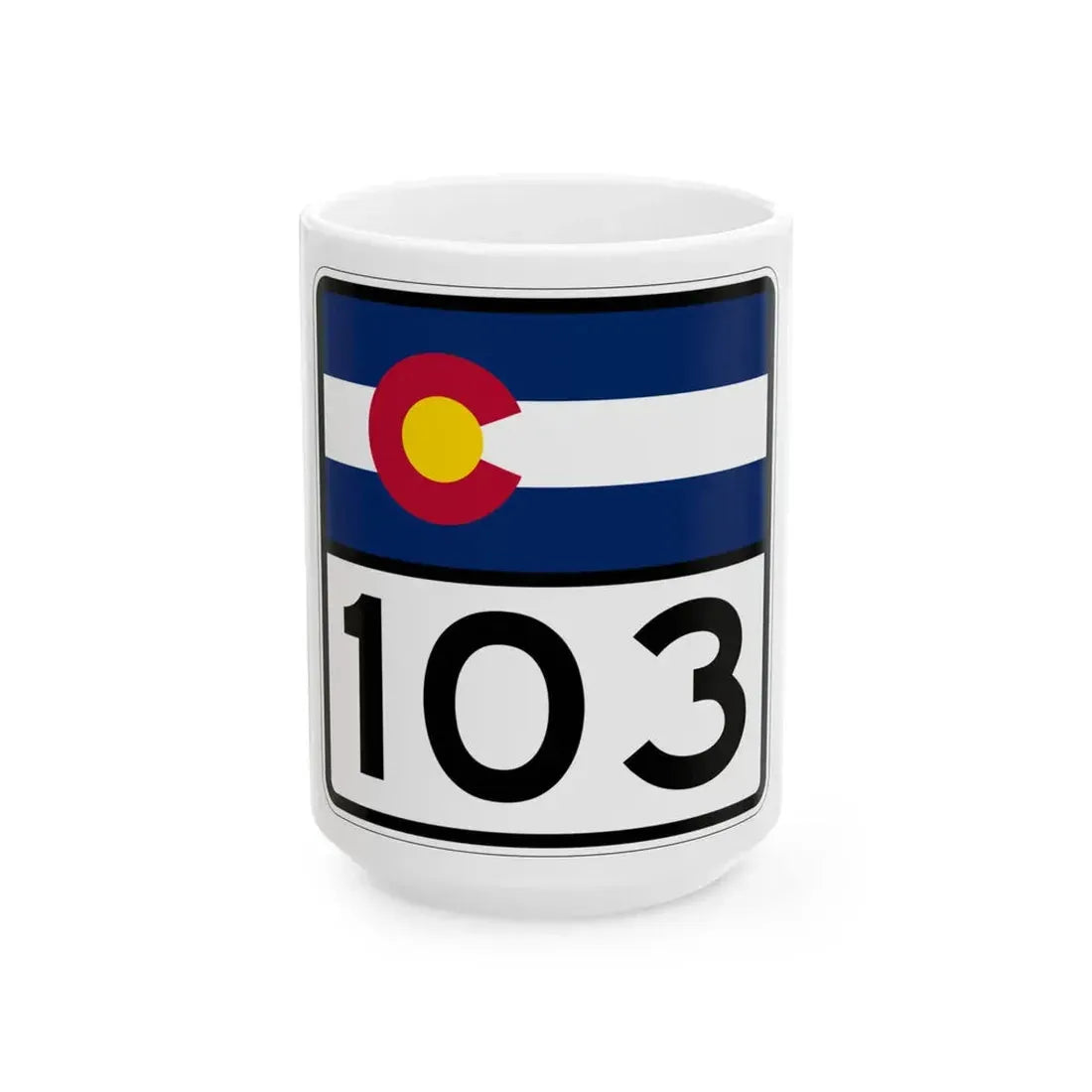 Colorado 103 (Colorado) (Road Sign) White Coffee Mug 15oz - Go Mug Yourself