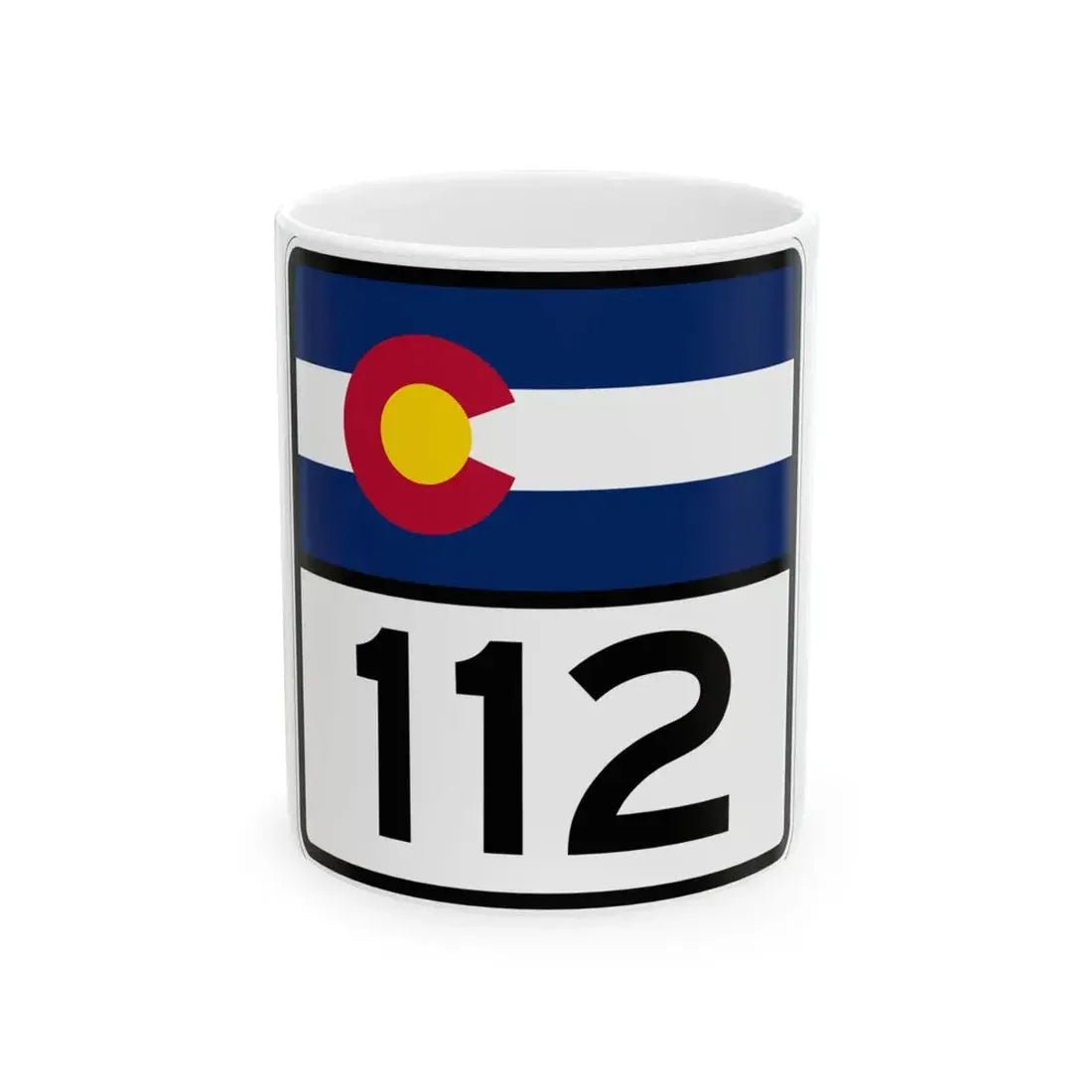 Colorado 112 (Colorado) (Road Sign) White Coffee Mug 11oz - Go Mug Yourself