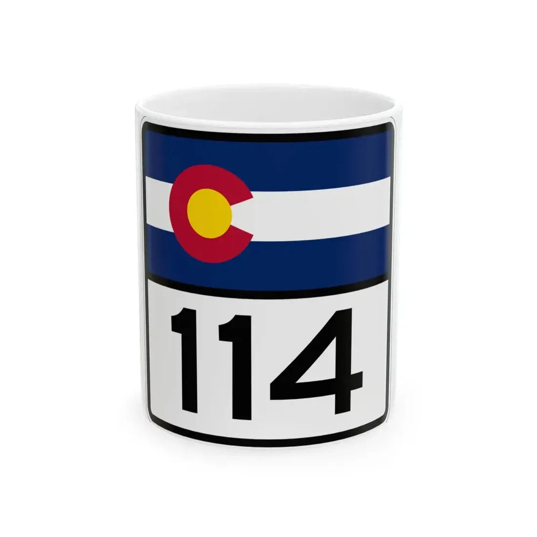 Colorado 114 (Colorado) (Road Sign) White Coffee Mug 11oz - Go Mug Yourself