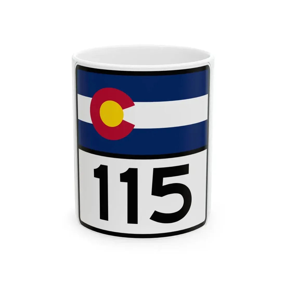 Colorado 115 (Colorado) (Road Sign) White Coffee Mug 11oz - Go Mug Yourself
