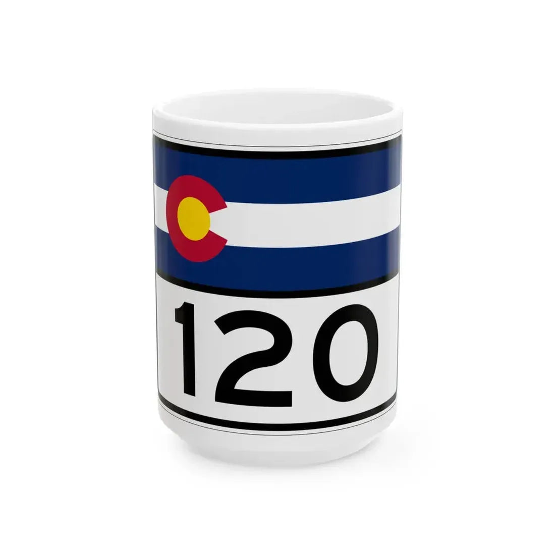 Colorado 120 wide (Colorado) (Road Sign) White Coffee Mug 15oz - Go Mug Yourself