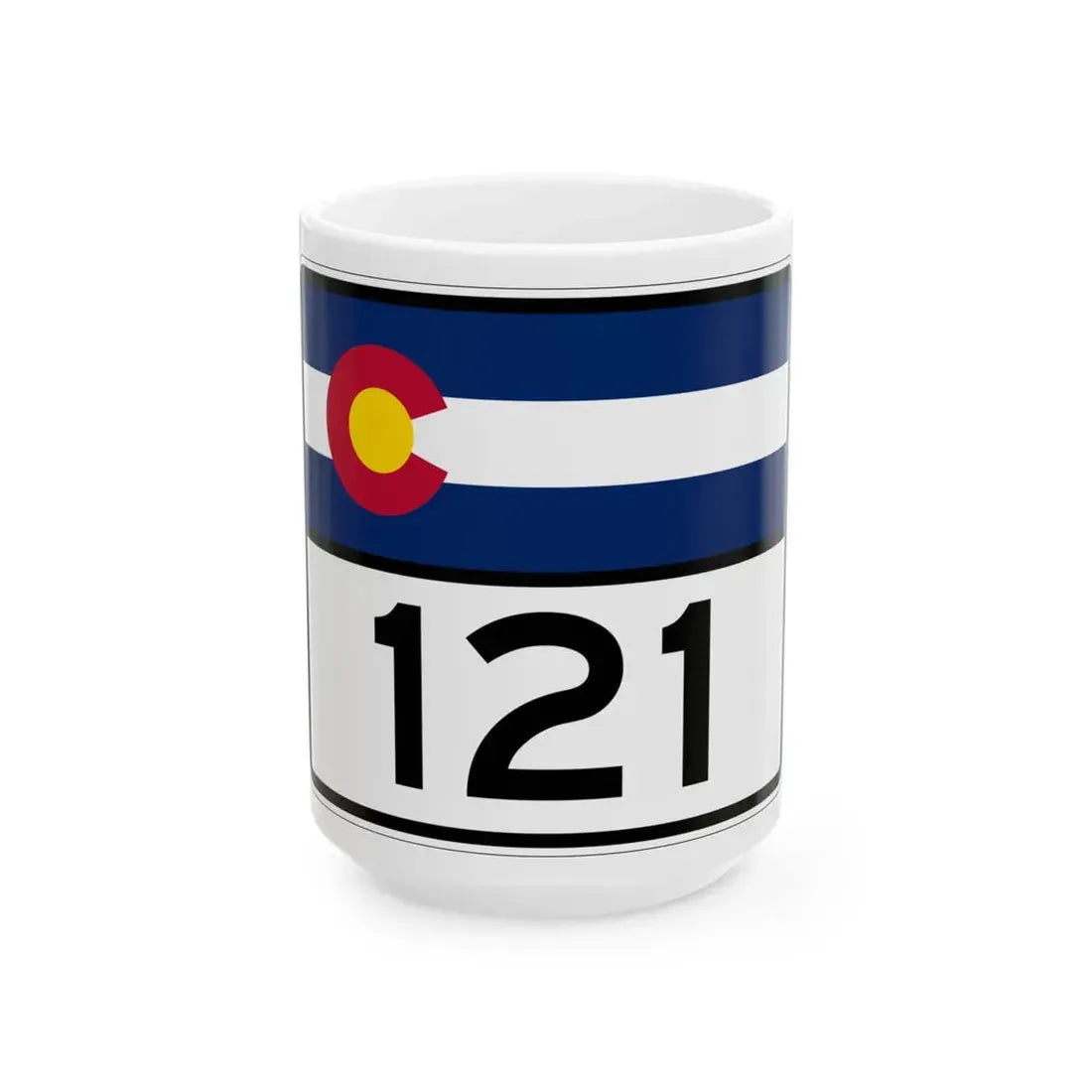 Colorado 121 wide (Colorado) (Road Sign) White Coffee Mug 15oz - Go Mug Yourself