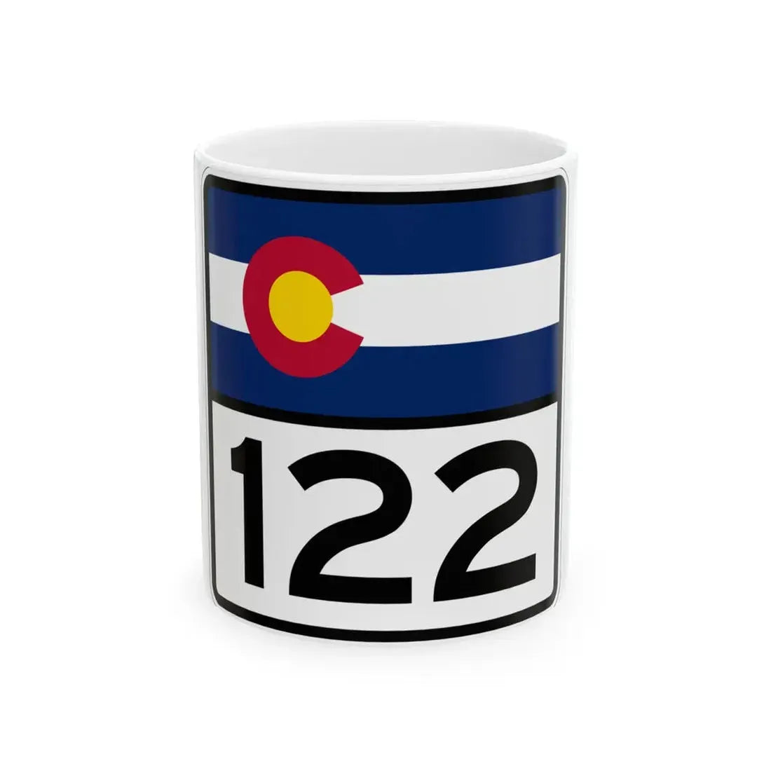 Colorado 122 (Colorado) (Road Sign) White Coffee Mug 11oz - Go Mug Yourself