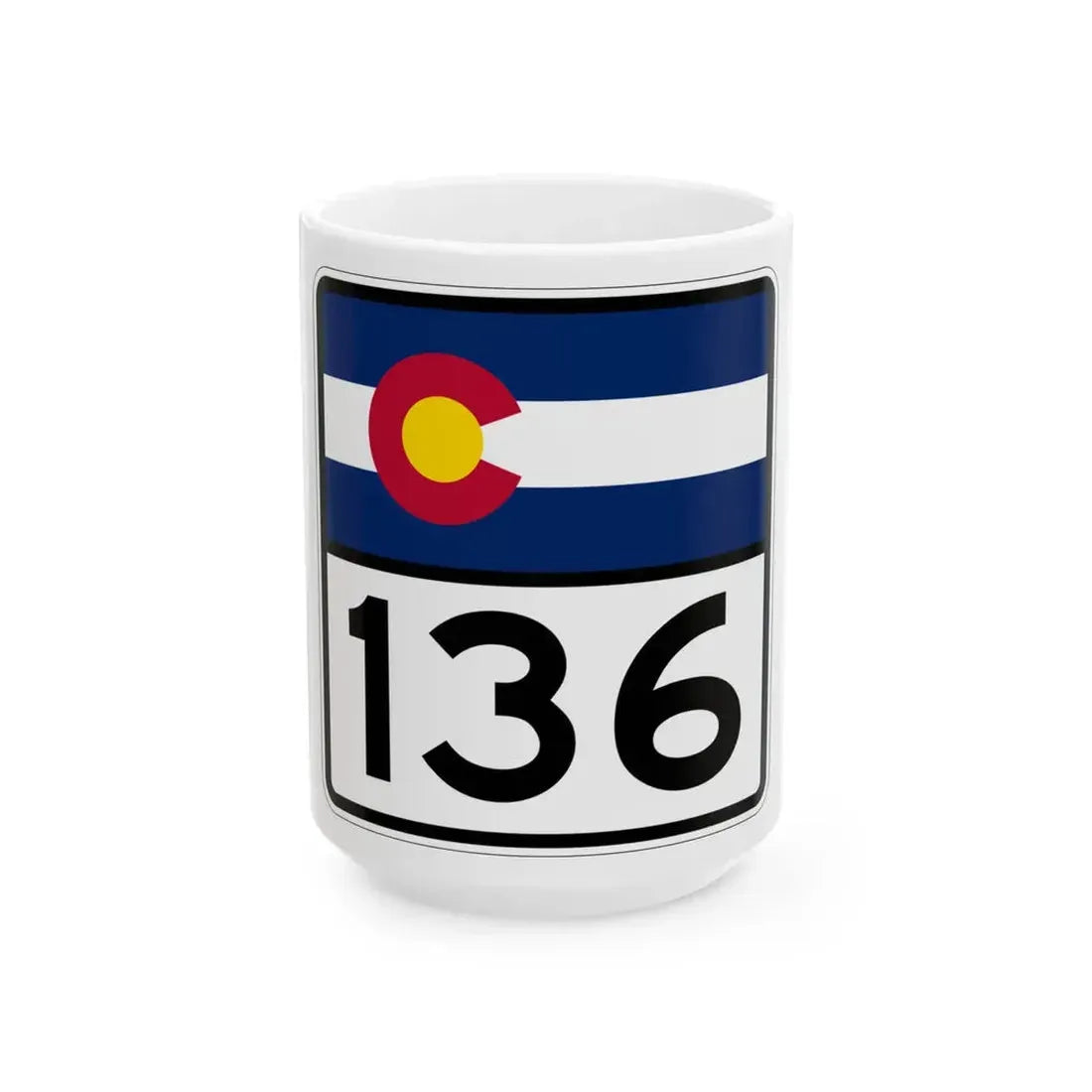 Colorado 136 (Colorado) (Road Sign) White Coffee Mug 15oz - Go Mug Yourself