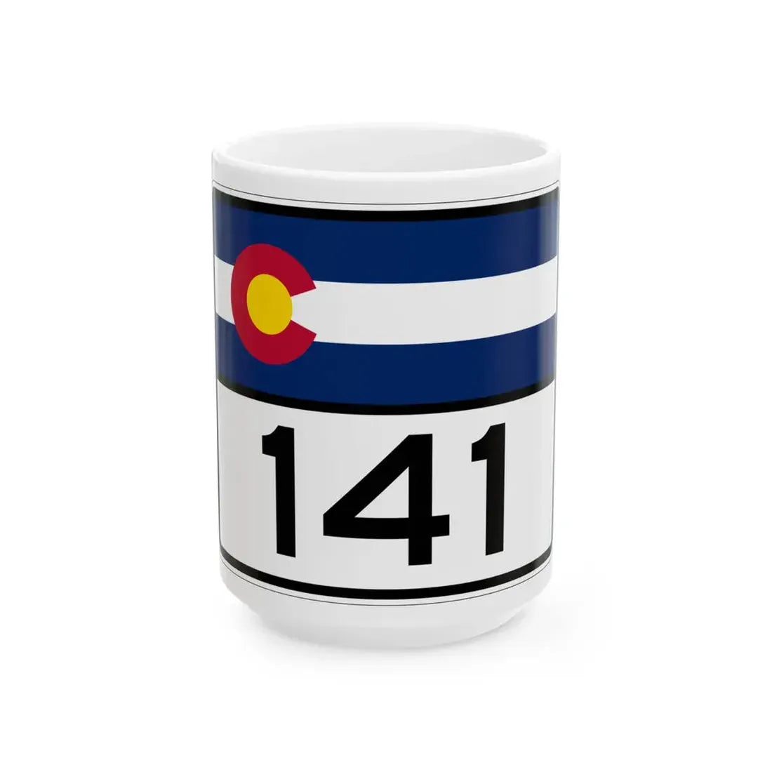 Colorado 141 wide (Colorado) (Road Sign) White Coffee Mug 15oz - Go Mug Yourself