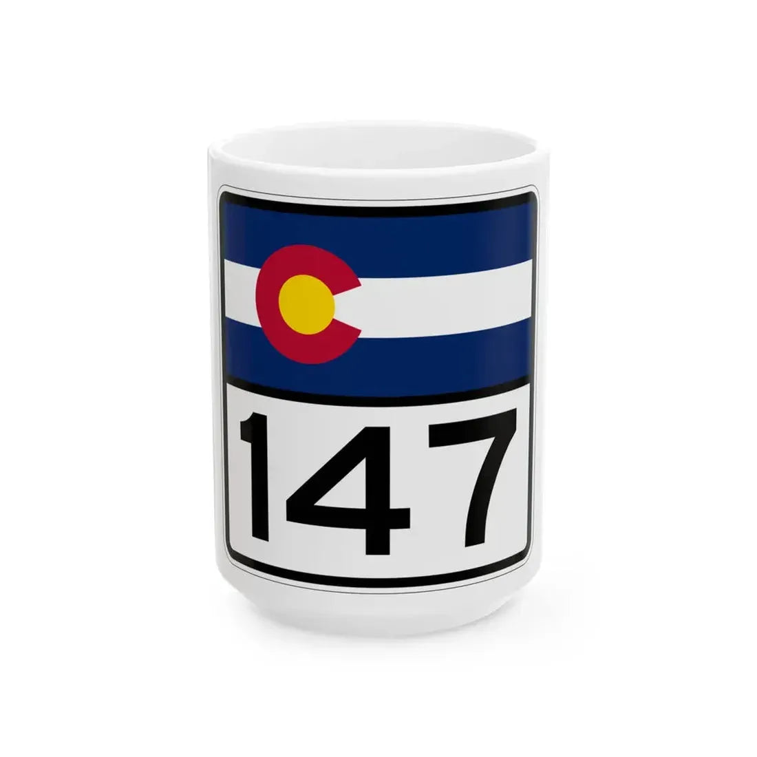 Colorado 147 (Colorado) (Road Sign) White Coffee Mug 15oz - Go Mug Yourself