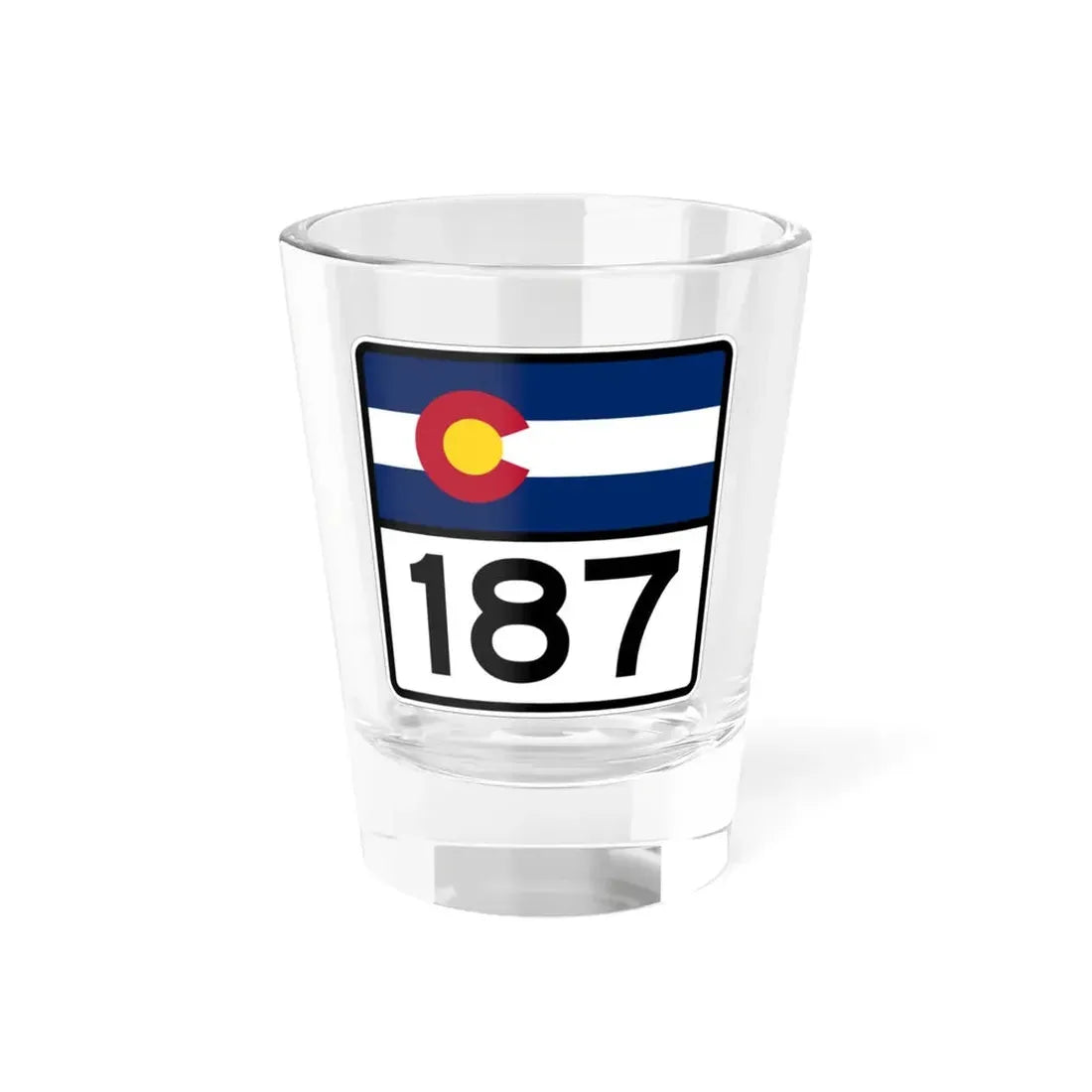 Colorado 187 (Colorado) (Road Sign) Shot Glass 1.5oz 1.5oz - Go Mug Yourself