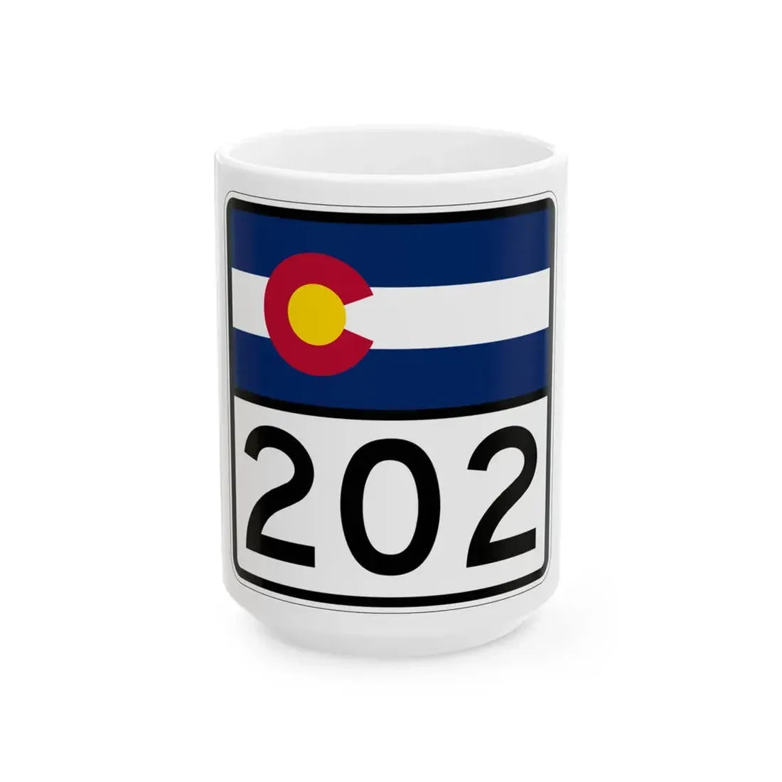 Colorado 202 (Colorado) (Road Sign) White Coffee Mug 15oz - Go Mug Yourself
