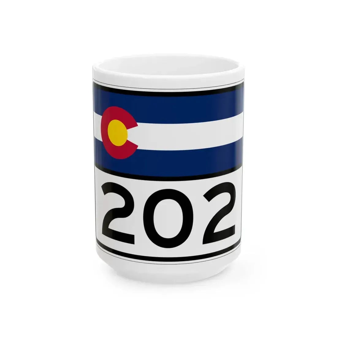 Colorado 202 wide (Colorado) (Road Sign) White Coffee Mug 15oz - Go Mug Yourself