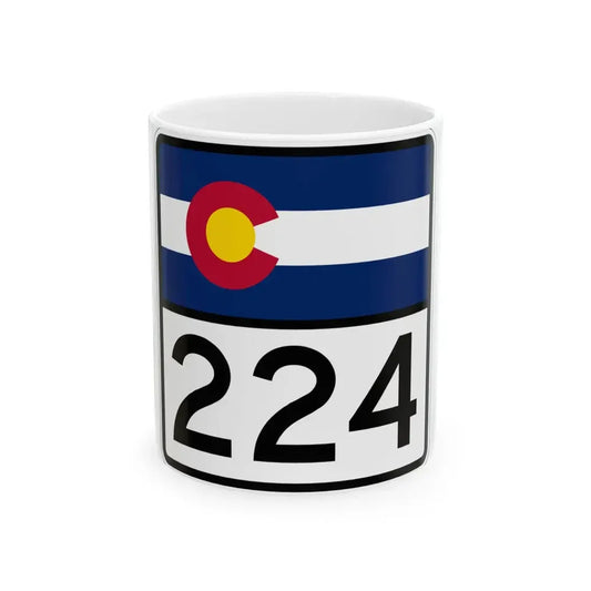 Colorado 224 (Colorado) (Road Sign) White Coffee Mug 11oz - Go Mug Yourself