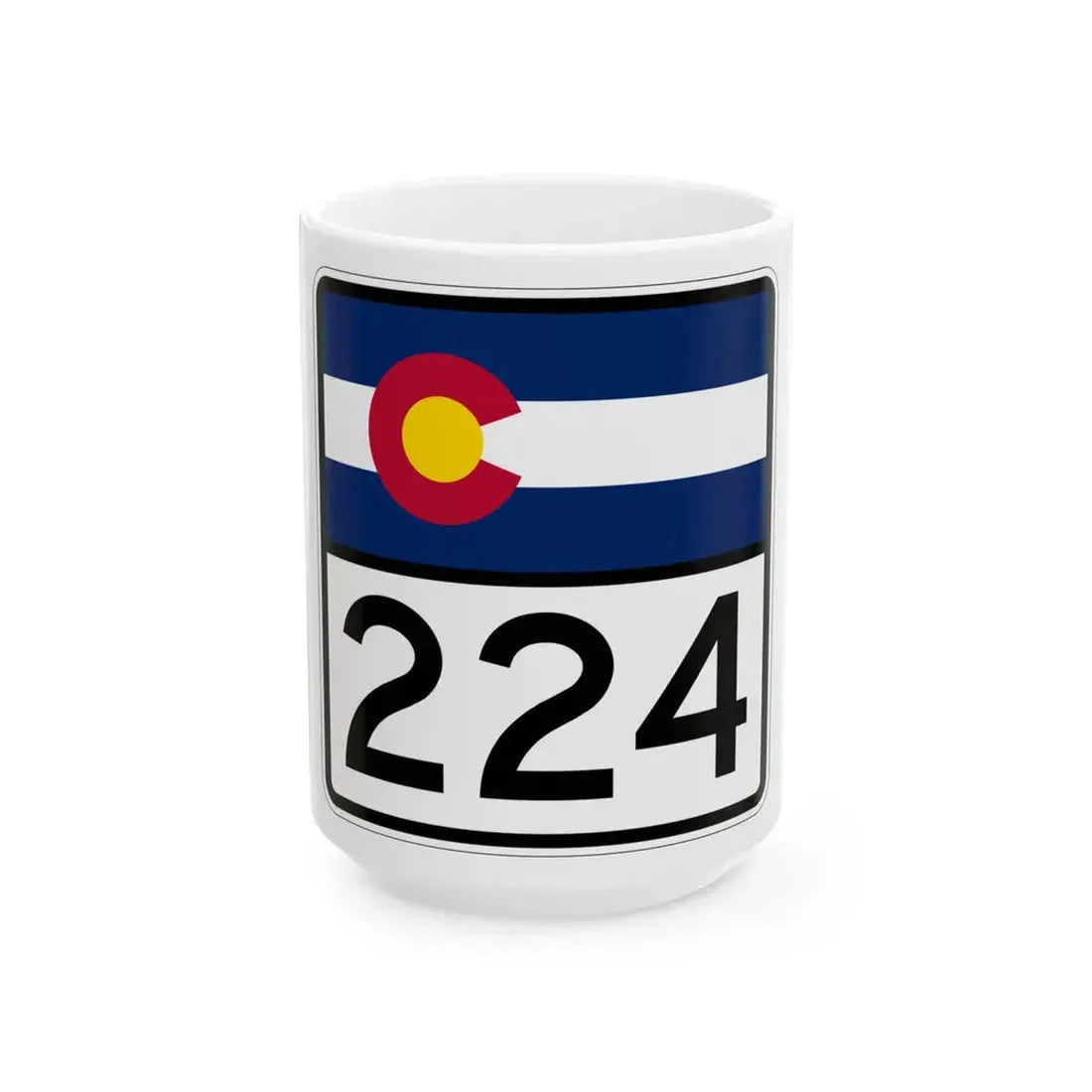 Colorado 224 (Colorado) (Road Sign) White Coffee Mug 15oz - Go Mug Yourself