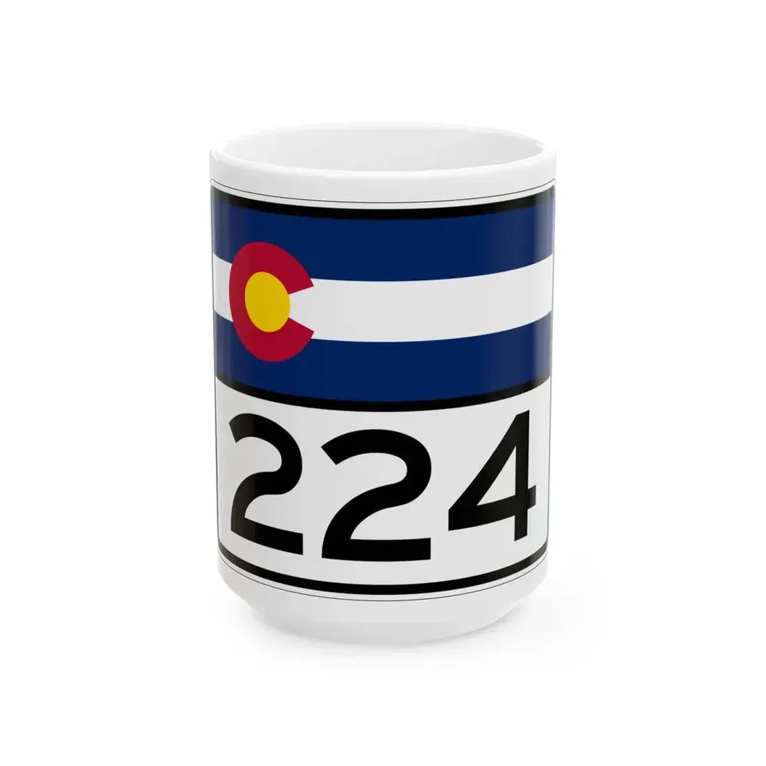Colorado 224 wide (Colorado) (Road Sign) White Coffee Mug 15oz - Go Mug Yourself