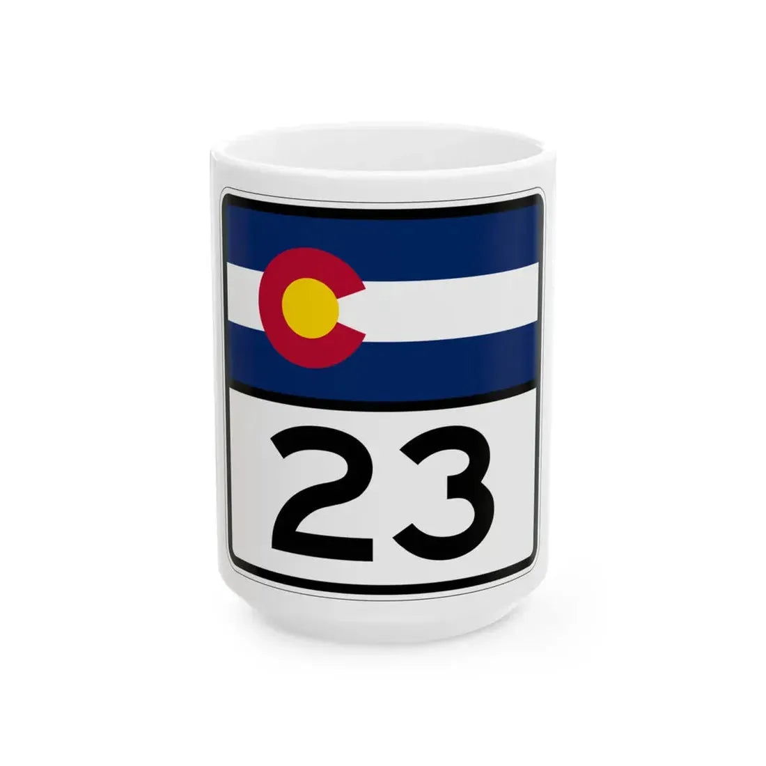 Colorado 23 (Colorado) (Road Sign) White Coffee Mug 15oz - Go Mug Yourself