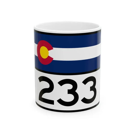 Colorado 233 wide (Colorado) (Road Sign) White Coffee Mug 11oz - Go Mug Yourself
