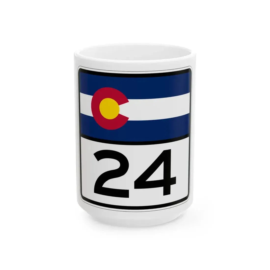 Colorado 24 (Colorado) (Road Sign) White Coffee Mug 15oz - Go Mug Yourself