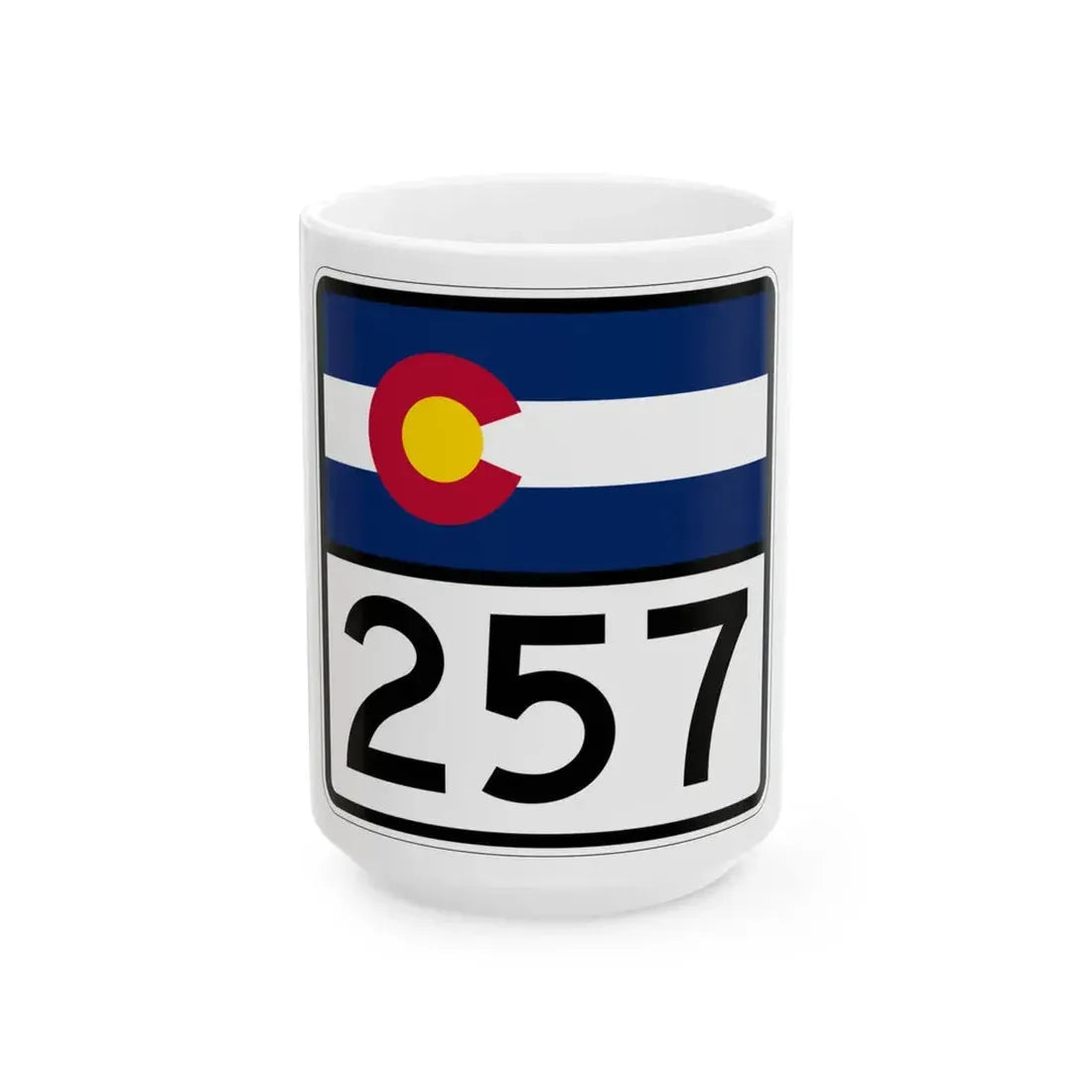 Colorado 257 (Colorado) (Road Sign) White Coffee Mug 15oz - Go Mug Yourself