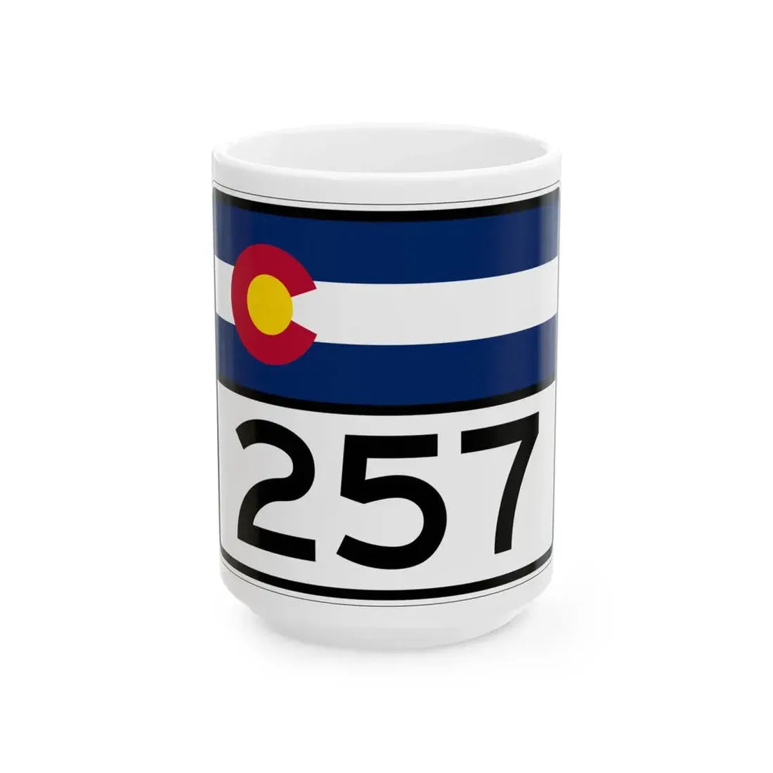 Colorado 257 wide (Colorado) (Road Sign) White Coffee Mug 15oz - Go Mug Yourself
