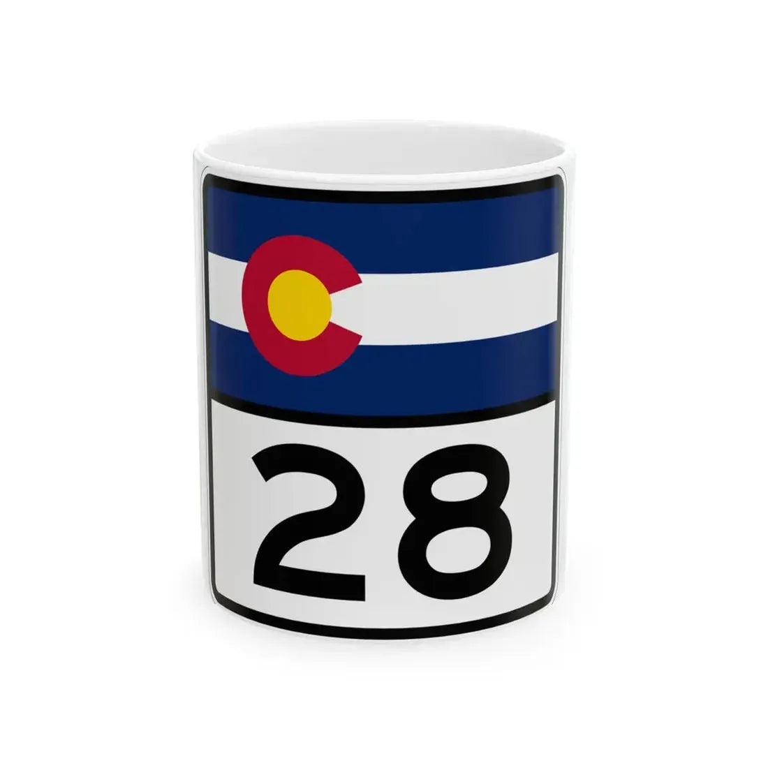 Colorado 28 (Colorado) (Road Sign) White Coffee Mug 11oz - Go Mug Yourself