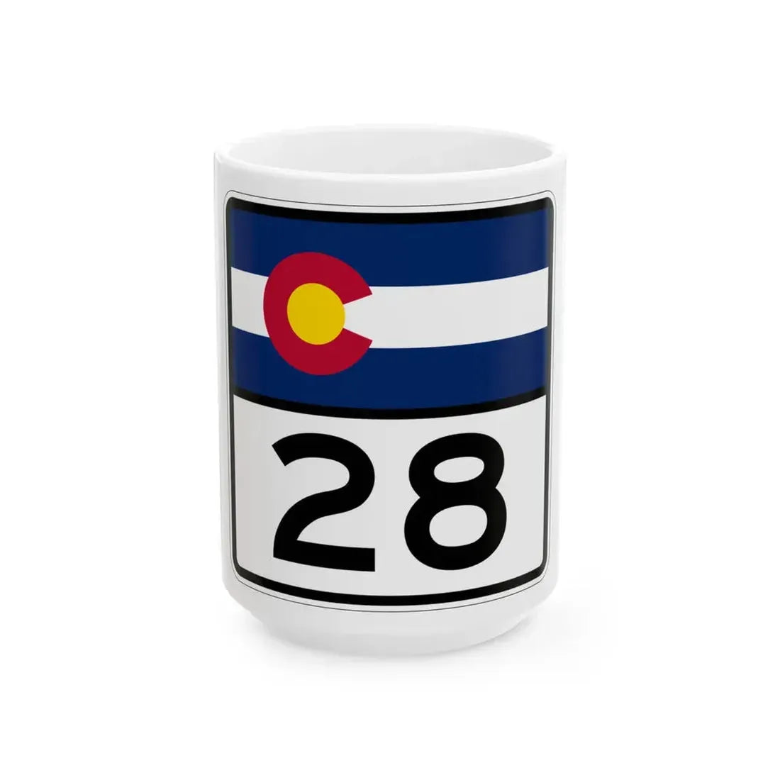 Colorado 28 (Colorado) (Road Sign) White Coffee Mug 15oz - Go Mug Yourself